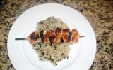 Grilled Chicken Breast And Veggie Kabobs With Long Grain and Wild Rice