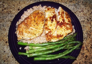 Sauted Black Grouper, Brown Rice and Asparagus