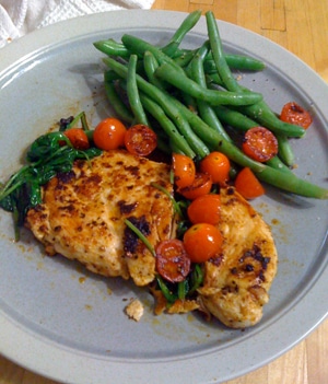 Cajun-Style Chicken Paillard with Pan Roasted Spinach & Tomatoes