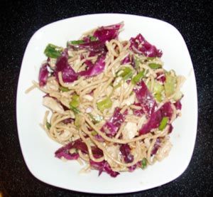 Chicken And Red Cabbage With Sesame Noodles