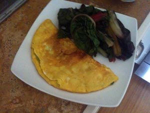 Arugula and Feta Omelet with Rainbow Chard