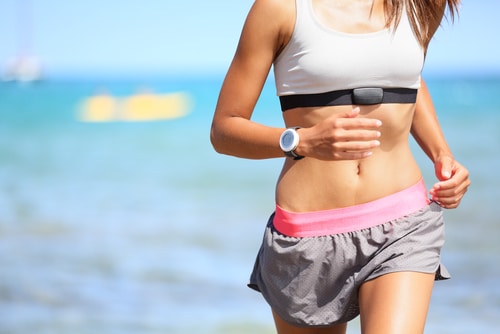 Sports bra's electrodes allow runners to monitor heart rate while exercising