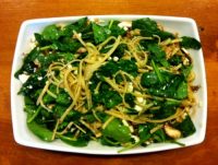 Whole Grain Linguini with Spinach, Mushrooms and Feta
