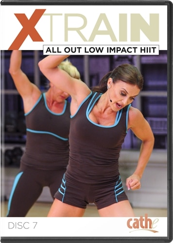 Image of DVD cover for Cathe's XTrain All Out Low Impact HiiT workout DVD