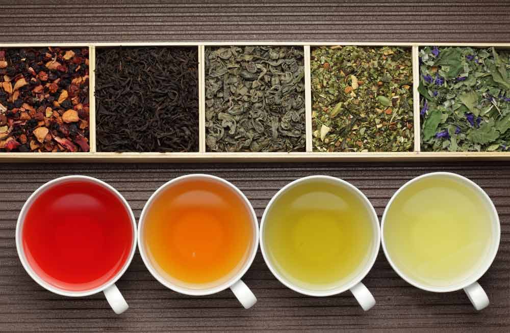 image of four cups of tea which are source of antioxidants