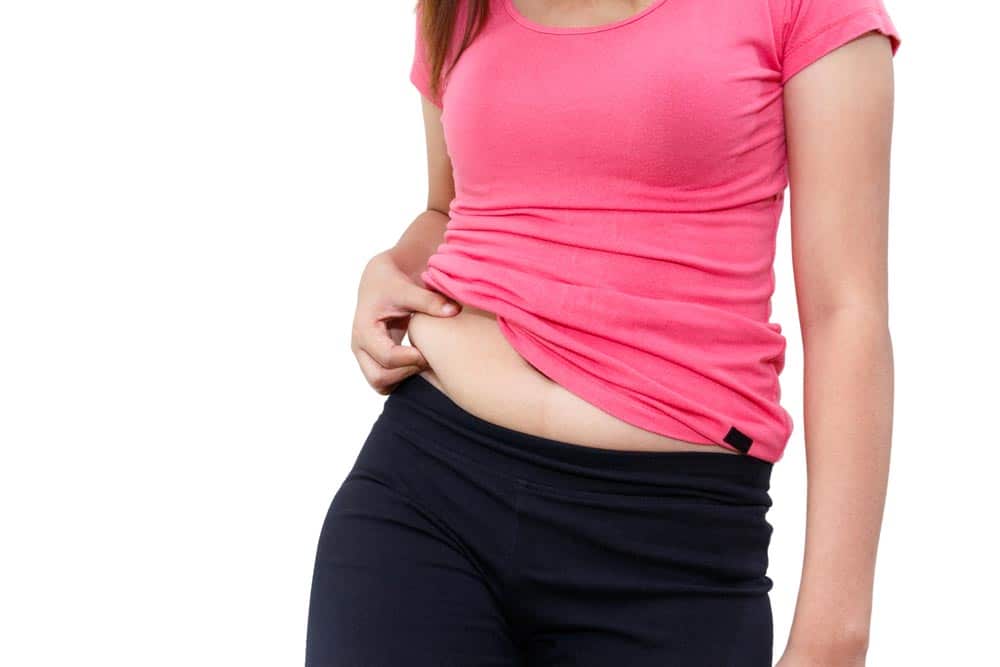 image of a woman pinching her belly fat