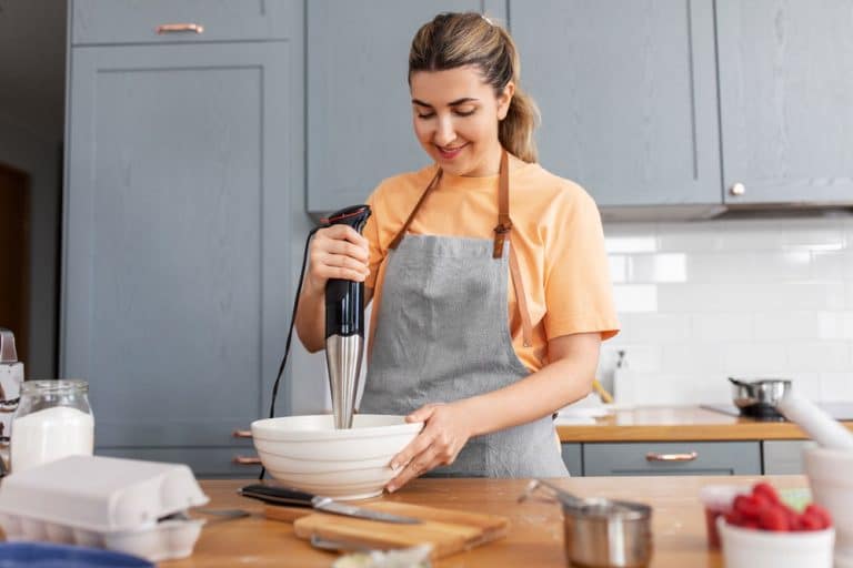 Prepping vegetables with an immersion blender